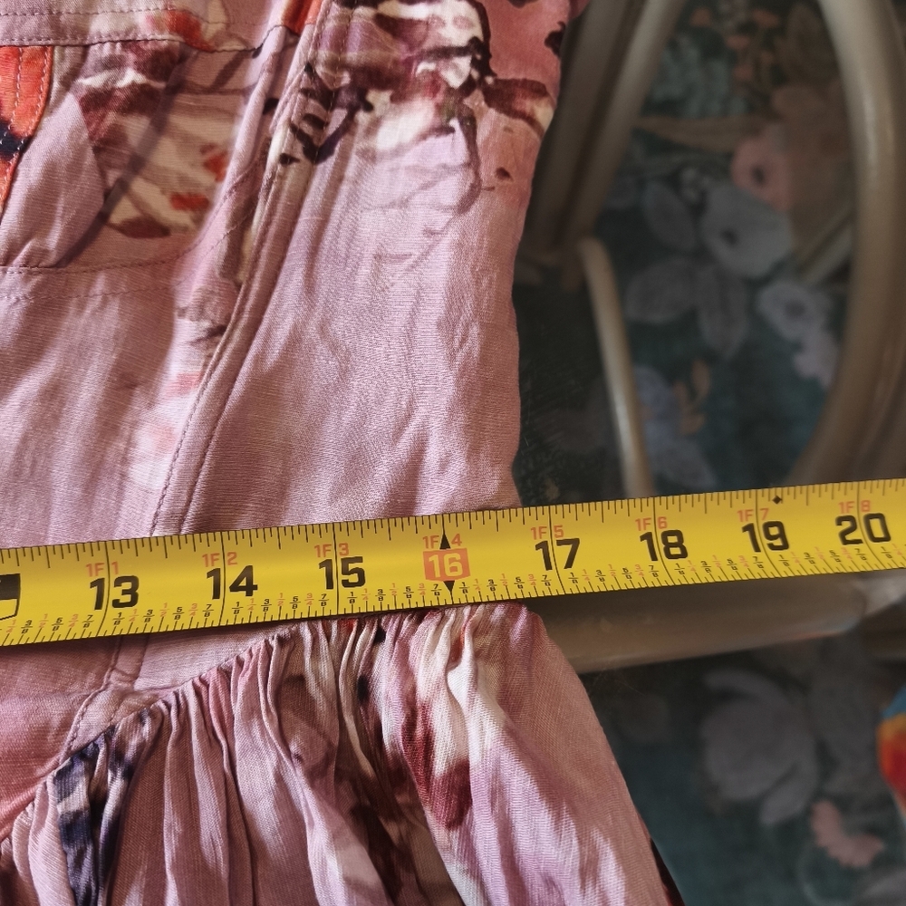 RARE Bardot Lila Linen Corset Puff Sleeve Floral Mini Dress sz 12 Mauve Milkmaid - Picture 13 of 16